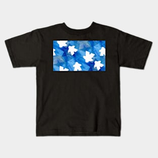 Bold Blue Board Game Meeples Pattern Kids T-Shirt